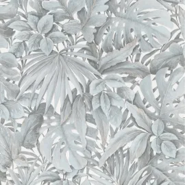 Galerie Eden Tropical Leaves Dusty Blue Wallpaper - 33306