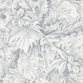 Galerie Eden Tropical Leaves Grey Wallpaper - 33308