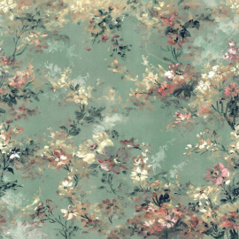 Galerie City Romance Floral Green Multi Wall Mural 35096 swatch view.