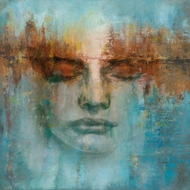 Galerie Odyssey Artistic Face Green Wall Mural - 35498