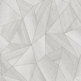 Daniel Hechter Abstract Wood Effect Grey/White Metallic Wallpaper - 36133-6