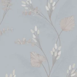Holden Decor Amarante Leaf Slate Blue Metallic Wallpaper - 36252
