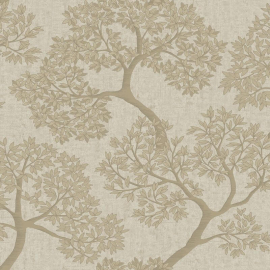 Flat swatch of 36462 showing the beige base and metallic trees.