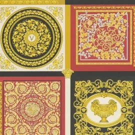 Versace Barocco Mosaic Red/Gold Wallpaper - 387046