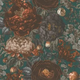 Michalsky Living Antique Floral Orange/Green Wallpaper - 39979-3