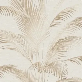 Michalsky Living Fanned Palm Leaf Cream/Beige Metallic Wallpaper - 39980-1