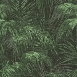 Michalsky Living Palm Leaf Motif Green/Grey Wallpaper - 39981-4