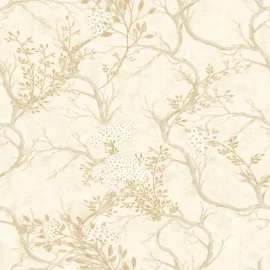 Rasch Albero Floral Trail Natural Metallic Wallpaper - 400402