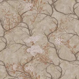 Rasch Albero Floral Trail Mocha Metallic Wallpaper - 400419