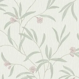 Belgravia Decor Tiffany Floral Trail White/Green Wallpaper - 41331
