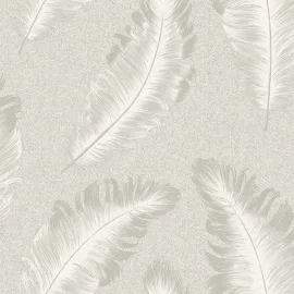 Belgravia Decor Ciara Feather Soft Silver Glitter Wallpaper - 4400