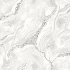 Rasch Palmetto Marble White/Silver Glitter Metallic Wallpaper - 529470