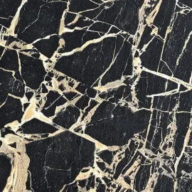 Rasch Enzo Marble Black/Gold Metallic Wallpaper - 538113