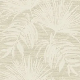 Holden Decor Grasscloth Leaf Cream Metallic Wallpaper - 66220