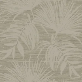 Holden Decor Grasscloth Leaf Taupe Metallic Wallpaper - 66221