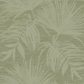 Holden Decor Grasscloth Leaf Green Metallic Wallpaper - 66222