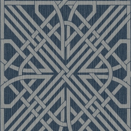 Belgravia Decor Oria Link Navy/Silver Glitter Wallpaper - 6739