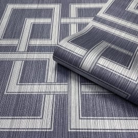 Belgravia Decor Amara Square Navy/Silver Metallic Wallpaper - 7380