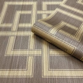 Belgravia Decor Amara Square Charcoal/Gold Metallic Wallpaper - 7383