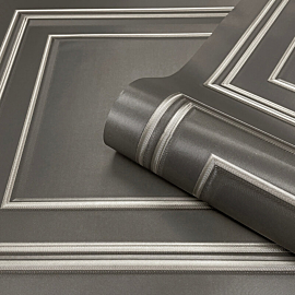 Belgravia Decor Amara Wood Panel Gunmetal/Silver Satin Wallpaper - 7390