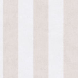 Flat material sample of the AS Creation Lilly & Luis 77078-1 design showing the alternating beige and cream vertical stripes.