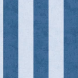 Flat material sample of the AS Creation Lilly & Luis 77078-5 design showing the alternating tones of the blue vertical stripe pattern.