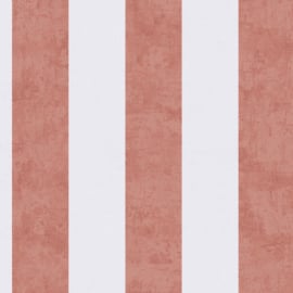 Flat material sample of the AS Creation Lilly & Luis 77078-6 design showing the alternating cream and red vertical stripes.