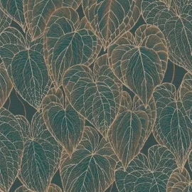 Daniel Hechter Botanical Leaf Green/Gold Metallic Wallpaper - 78128-1