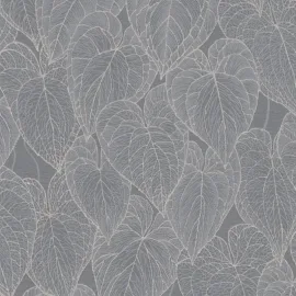 Daniel Hechter Botanical Leaf Grey/Silver Metallic Wallpaper - 78128-3