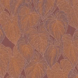 Daniel Hechter Botanical Leaf Red/Orange Metallic Wallpaper - 78128-4