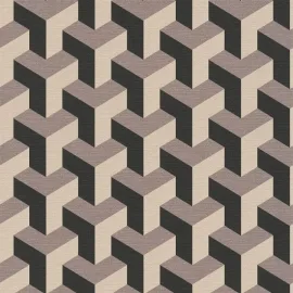 Daniel Hechter 3D Geometric Beige/Black Metallic Wallpaper - 78150-1