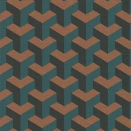 Daniel Hechter 3D Geometric Green/Orange Metallic Wallpaper - 78150-2
