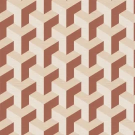 Daniel Hechter 3D Geometric Cream/Red Metallic Wallpaper - 78150-3