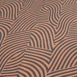 Daniel Hechter Abstract Wave Orange/Black Metallic Wallpaper - 78153-2
