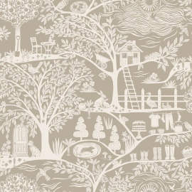 Flat swatch of Belgravia Decor Homegrown in beige showing the detailed flat paper substrate surface.
