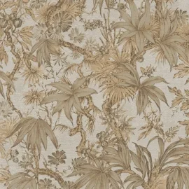 As Creation Tropical Outline Grey/Brown Metallic Wallpaper - 79047-4