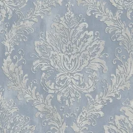 AS Creation Ornate Damask Blue/Silver Metallic Wallpaper - 79049-1