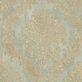 AS Creation Ornate Damask Sage Green/Gold Metallic Wallpaper - 79049-2