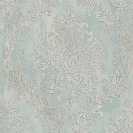 AS Creation Ornate Damask Light Blue/Silver Metallic Wallpaper - 79049-3
