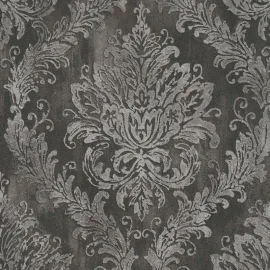 AS Creation Ornate Damask Black/Silver Metallic Wallpaper - 79049-6