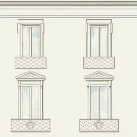Flat swatch of Versace Palazzo No. 12 in white showing the detailed non-woven substrate surface.