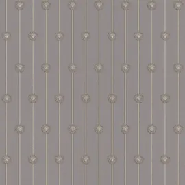 Flat swatch of Versace Baroque Stripe in gilver and grey showing the detailed non-woven substrate surface.