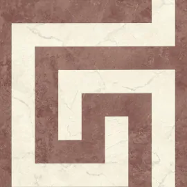 Flat swatch of Versace Greek in cream and red showing the detailed non-woven substrate surface.