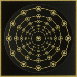 Flat swatch of Versace I Love Baroque in black and gold showing the detailed non-woven substrate surface.