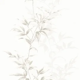 Galerie Floral Leaf White/Brown Wallpaper - 82223