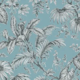 Galerie Olio Botanical Sketch Blue/Black Wallpaper - 82340