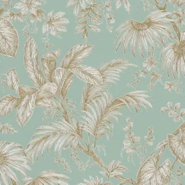 Galerie Olio Botanical Sketch Green/Gold Metallic Wallpaper - 82341