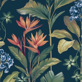 Belgravia Decor Oliana Floral Navy Wallpaper - 8487