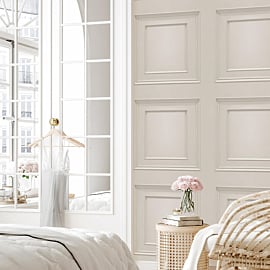 Belgravia Decor Oliana Wood Panel 3D Effect Dove Grey/Cream Wallpaper - 8493