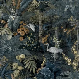 Holden Decor Masoala Tropical Leaves Navy Wallpaper - 91440